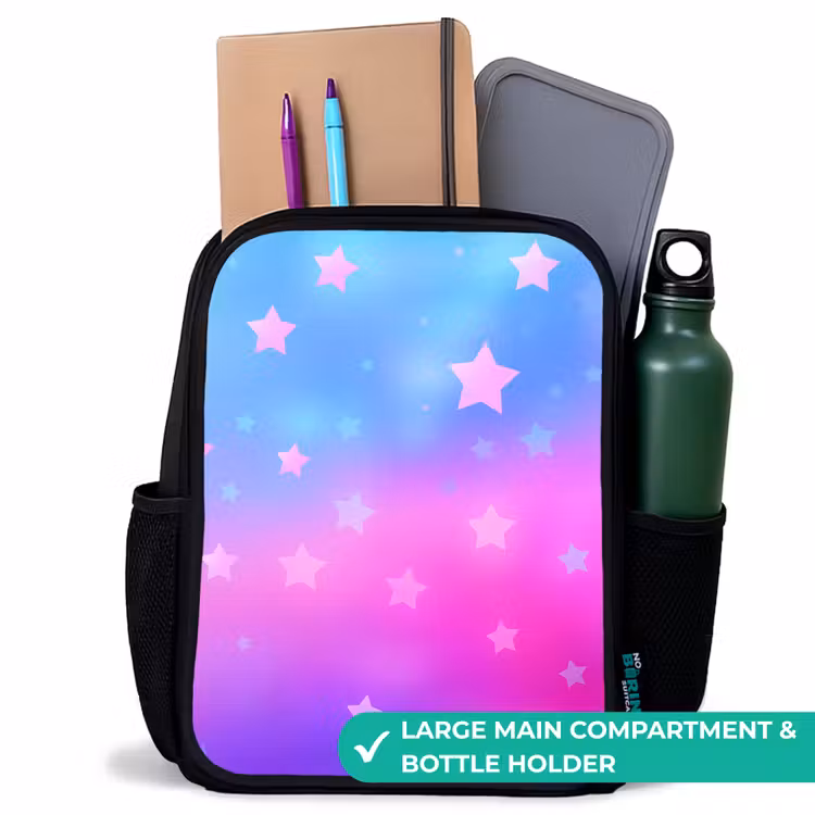 Kids backpack - Black - Stars - Pink - Blue — 10