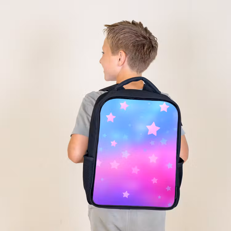 Kids backpack - Black - Stars - Pink - Blue — 2