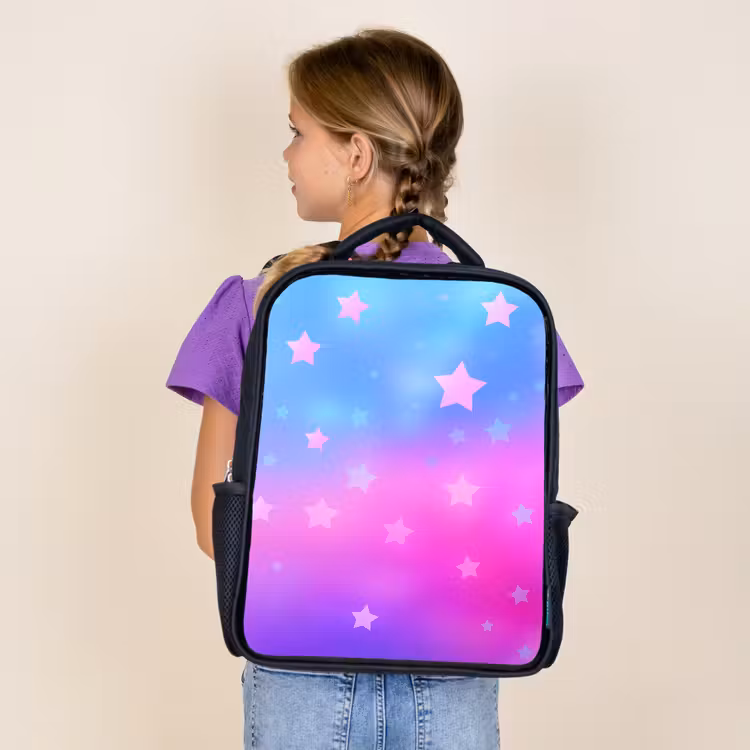 Kids backpack - Black - Stars - Pink - Blue — 4