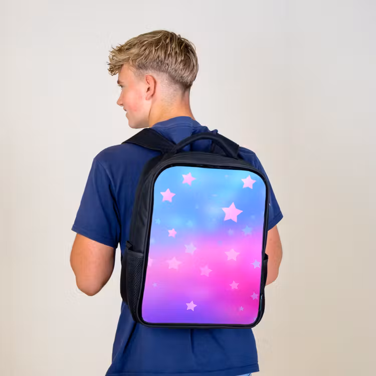 Kids backpack - Black - Stars - Pink - Blue — 5