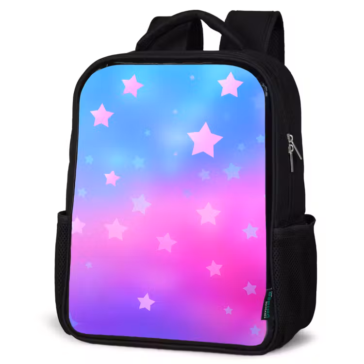 Kids backpack - Black - Stars - Pink - Blue — 6