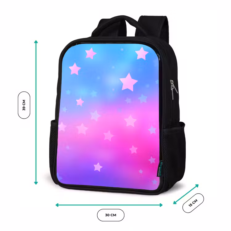 Kids backpack - Black - Stars - Pink - Blue — 8