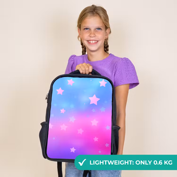 Kids backpack - Black - Stars - Pink - Blue — 9