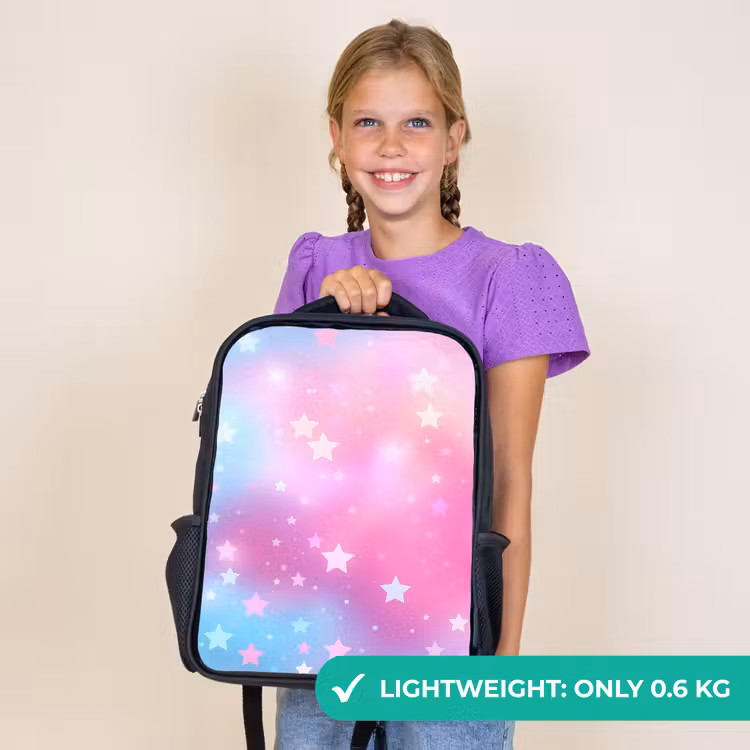 Kids backpack - Black - Stars - Pink - Blue — 9