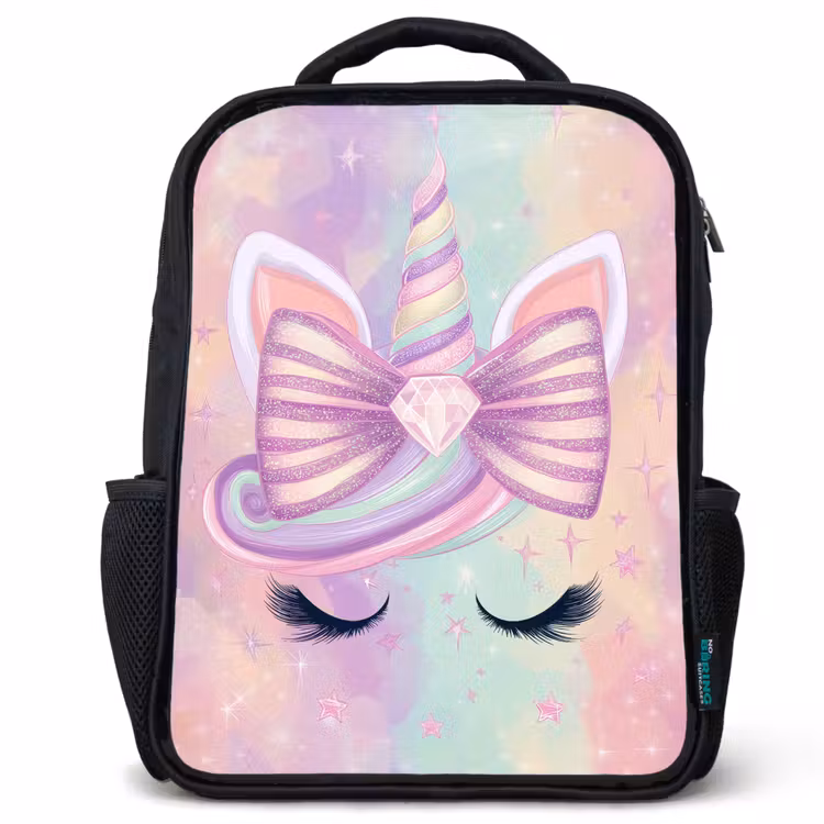 Kids backpack - Black - Unicorn - Glitter - Rainbow - Pastel — 1