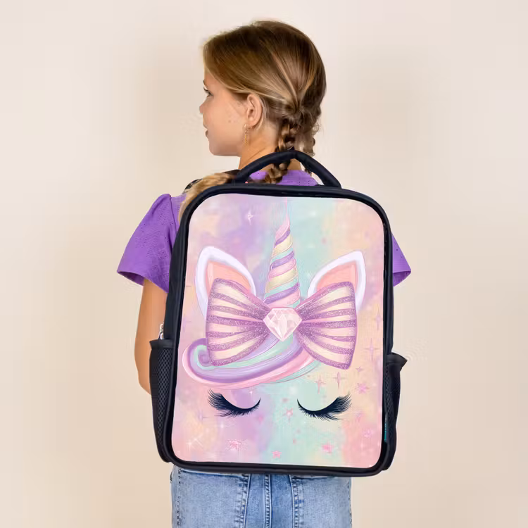 Kids backpack - Black - Unicorn - Glitter - Rainbow - Pastel — 4