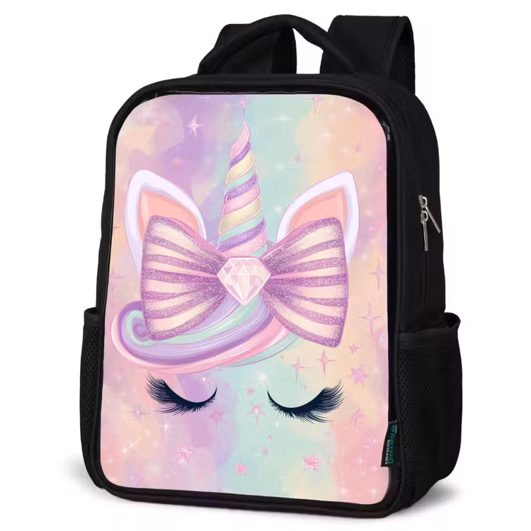 Kids backpack - Black - Unicorn - Glitter - Rainbow - Pastel — 6