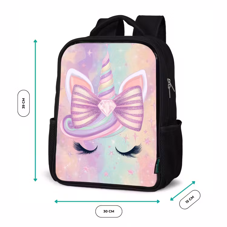Kids backpack - Black - Unicorn - Glitter - Rainbow - Pastel — 8