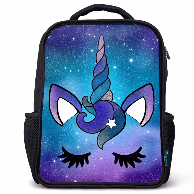 Kids backpack - Black - Unicorn - Starry Sky - Star - Blue — 1