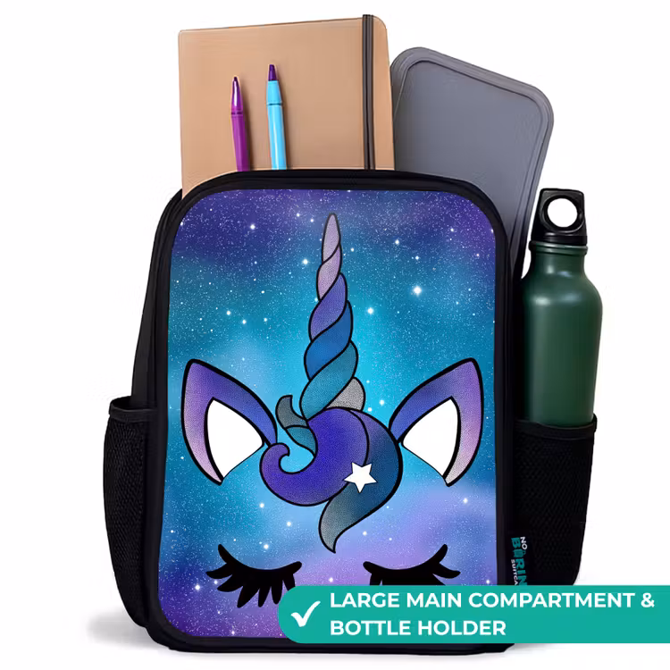 Kids backpack - Black - Unicorn - Starry Sky - Star - Blue — 10
