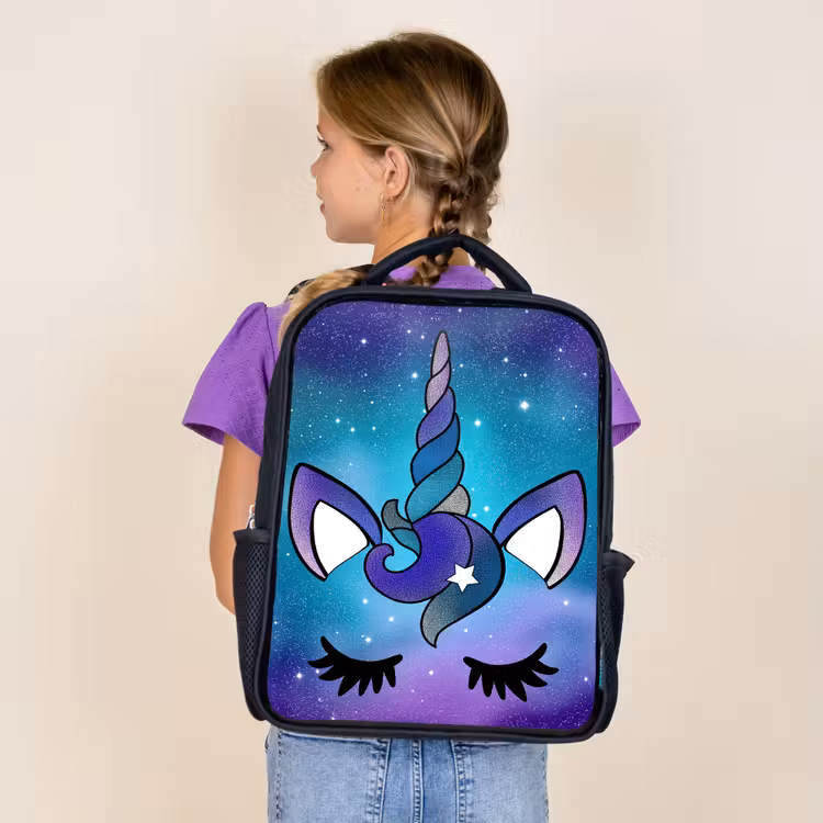Kids backpack - Black - Unicorn - Starry Sky - Star - Blue — 4
