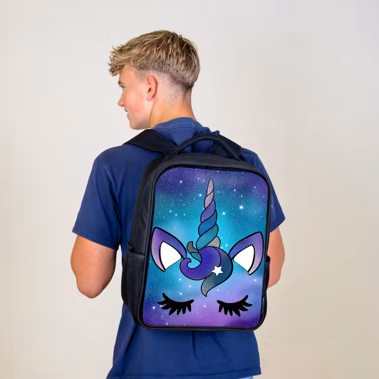 Kids backpack - Black - Unicorn - Starry Sky - Star - Blue — 5