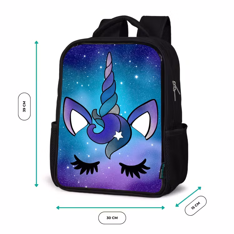 Kids backpack - Black - Unicorn - Starry Sky - Star - Blue — 8