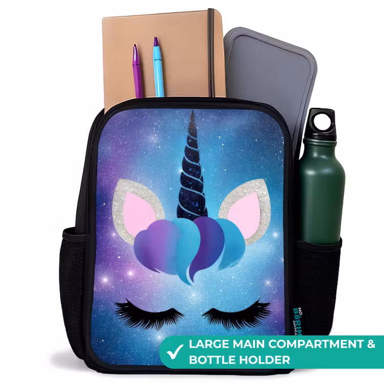 Kids backpack - Black - Unicorn - Stars - Blue — 10