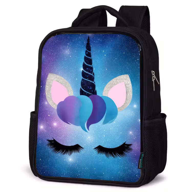 Kids backpack - Black - Unicorn - Stars - Blue — 6