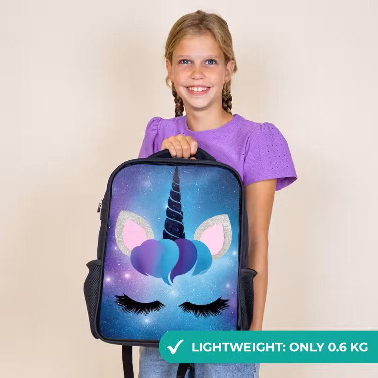 Kids backpack - Black - Unicorn - Stars - Blue — 9