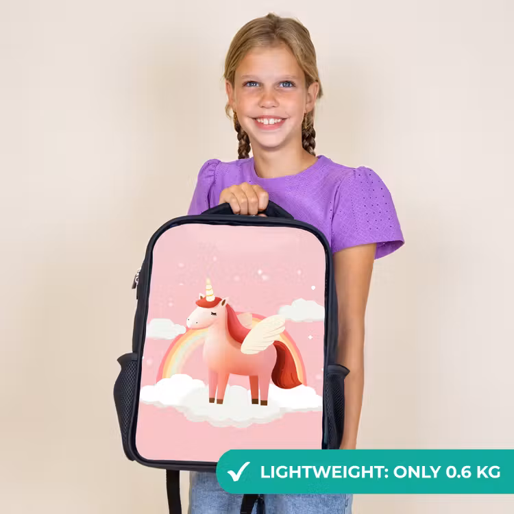 Kids backpack - Black - Unicorn - Wings - Pink - Rainbow — 9