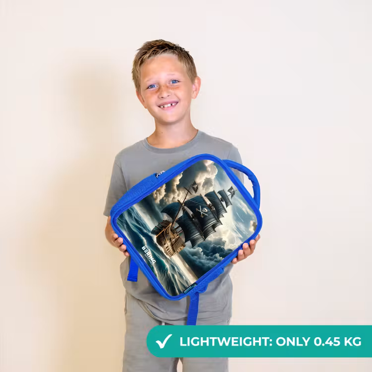 Kids backpack - Blue - Pirate ship on a raging sea — 3