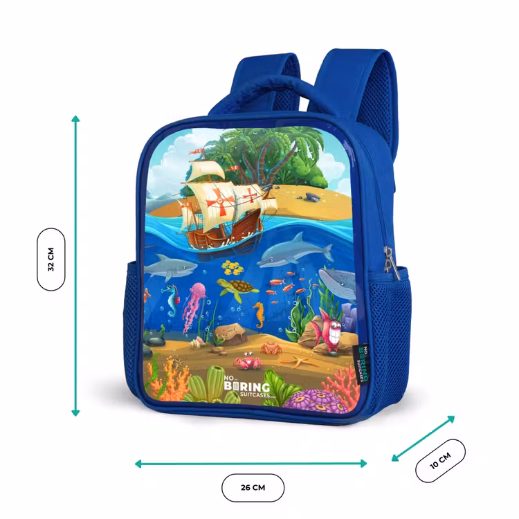 Kids backpack - Blue - Sailing ship on the ocean — 6