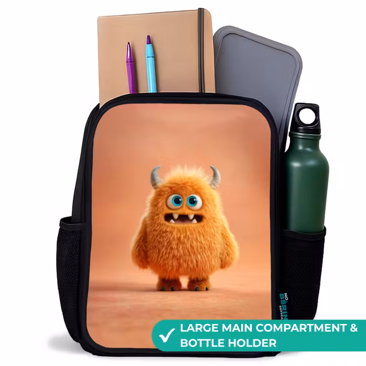 Kids backpack - Black - Cuddle monster in autumn color — 10