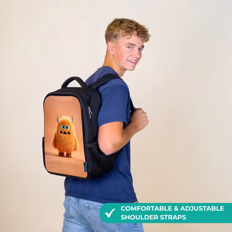 Kids backpack - Black - Cuddle monster in autumn color — 11