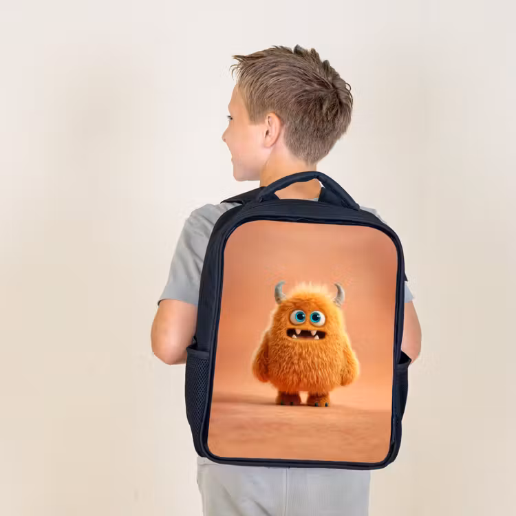 Kids backpack - Black - Cuddle monster in autumn color — 2