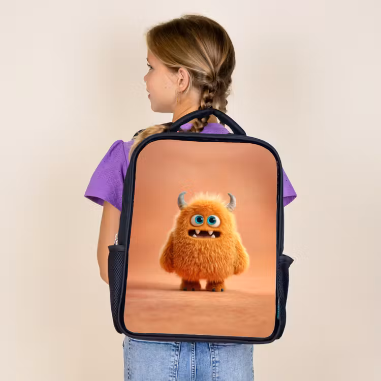 Kids backpack - Black - Cuddle monster in autumn color — 4
