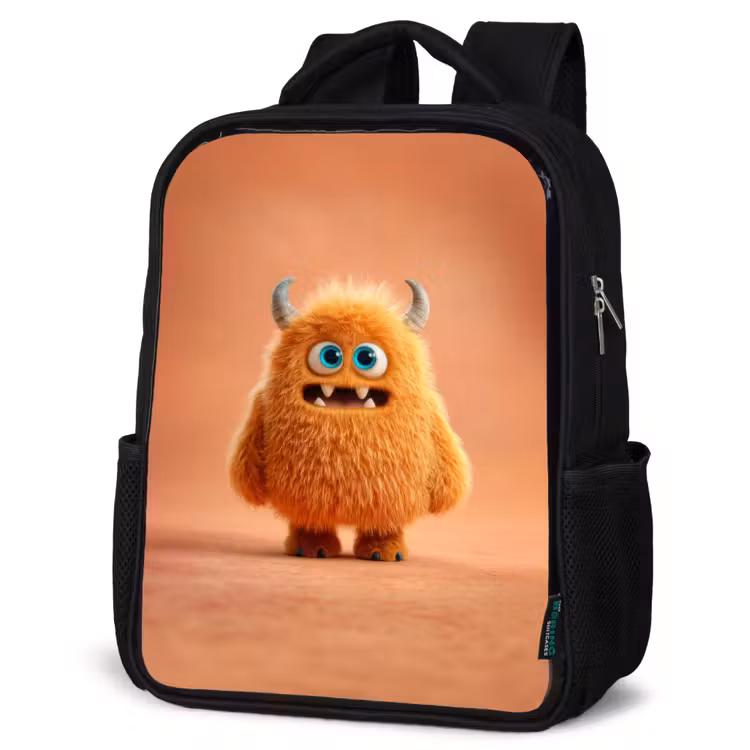 Kids backpack - Black - Cuddle monster in autumn color — 6