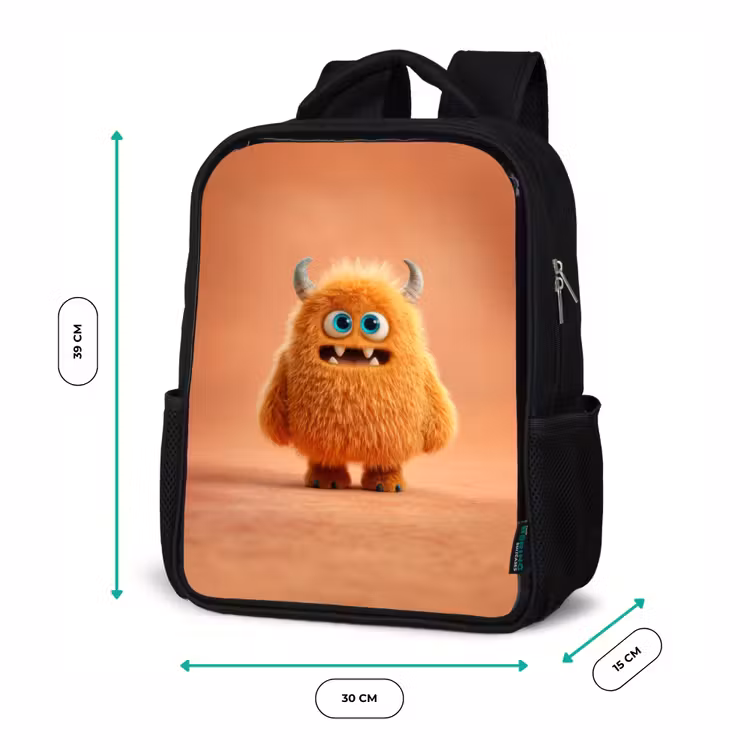 Kids backpack - Black - Cuddle monster in autumn color — 8