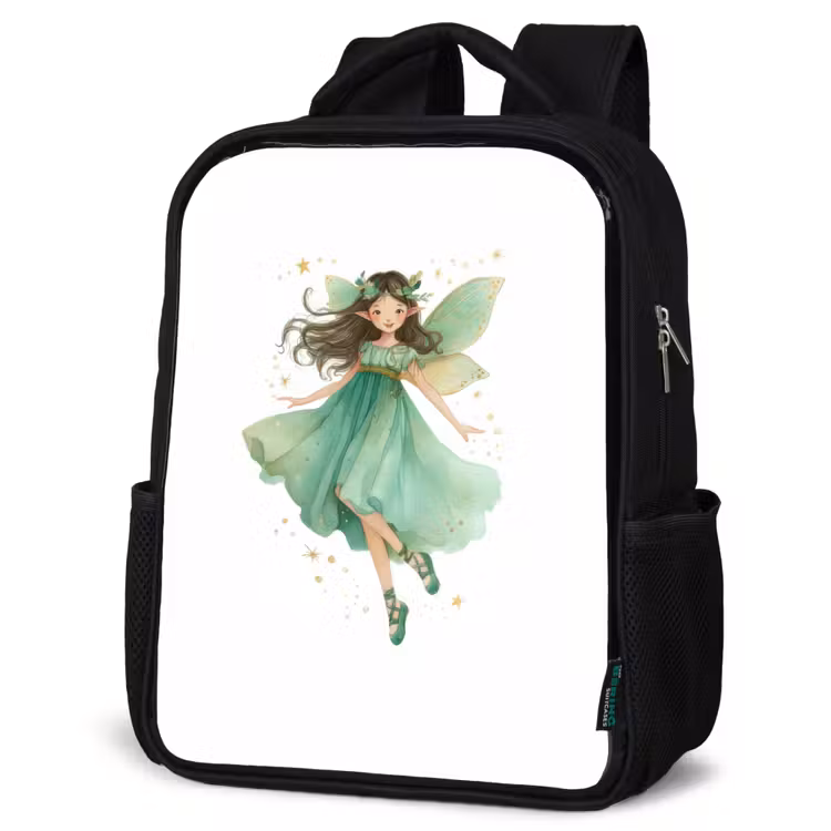 Kids backpack - Black - Dancing forest fairy in emerald green — 6