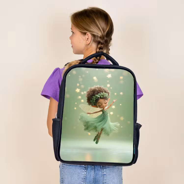 Kids backpack - Black - Dancing nature fairy in floating starry splendor — 4