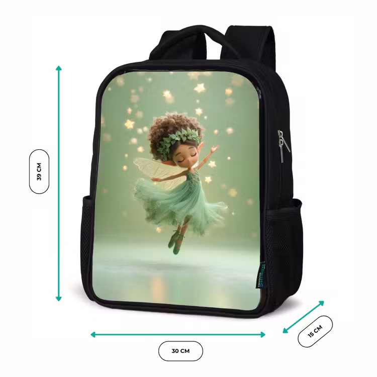 Kids backpack - Black - Dancing nature fairy in floating starry splendor — 8