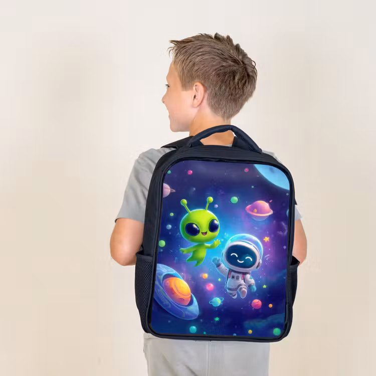 Kids backpack - Black - Friendship between stars and planets — 2