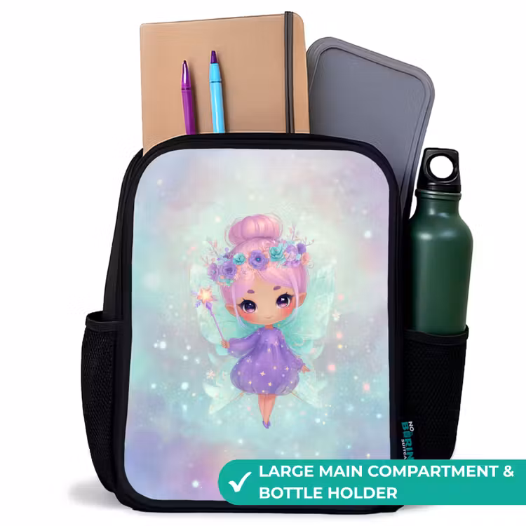 Kids backpack - Black - Glinster fairy with flower crown and star dress — 10