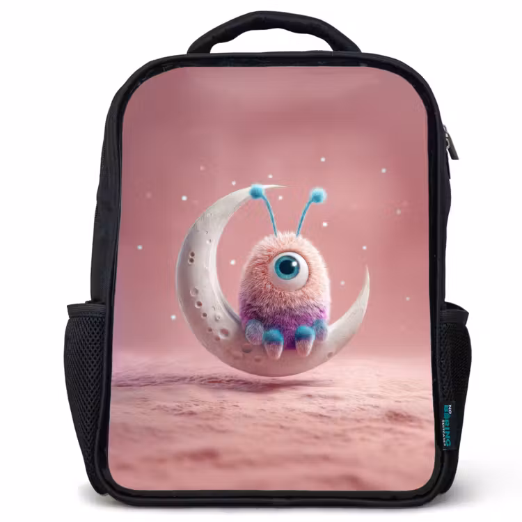 Kids backpack - Black - Moon watcher with one eye — 1