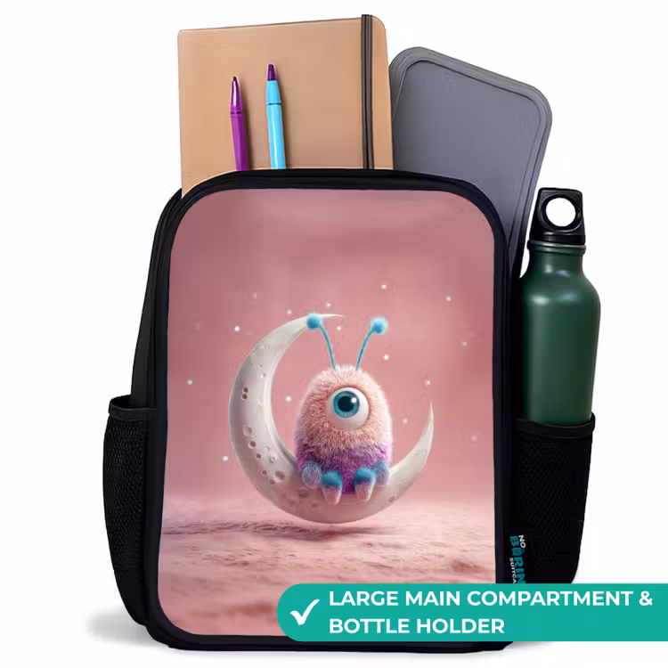 Kids backpack - Black - Moon watcher with one eye — 10