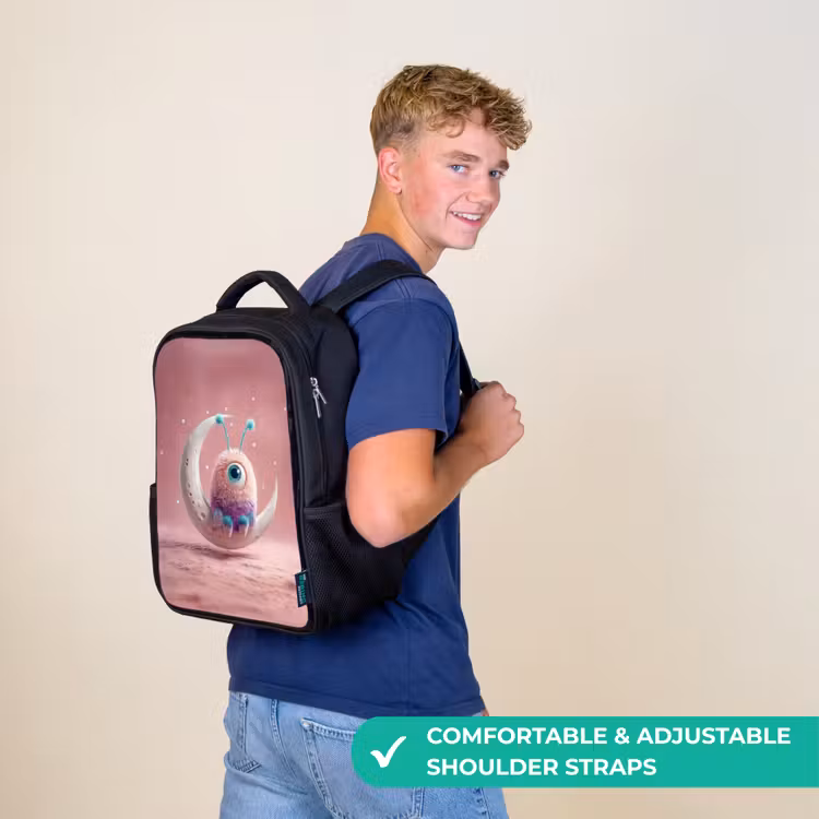 Kids backpack - Black - Moon watcher with one eye — 11