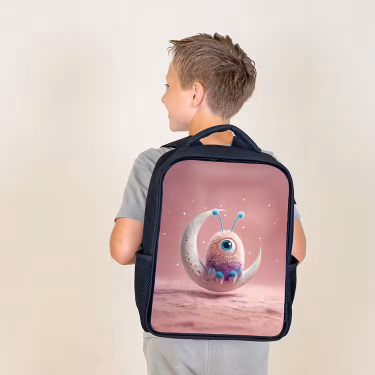 Kids backpack - Black - Moon watcher with one eye — 2