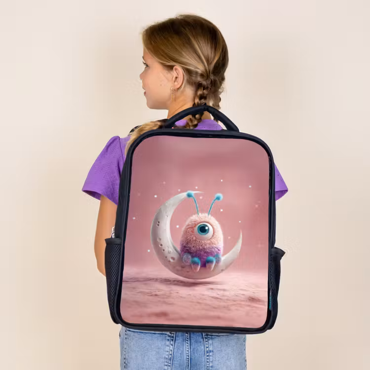 Kids backpack - Black - Moon watcher with one eye — 4