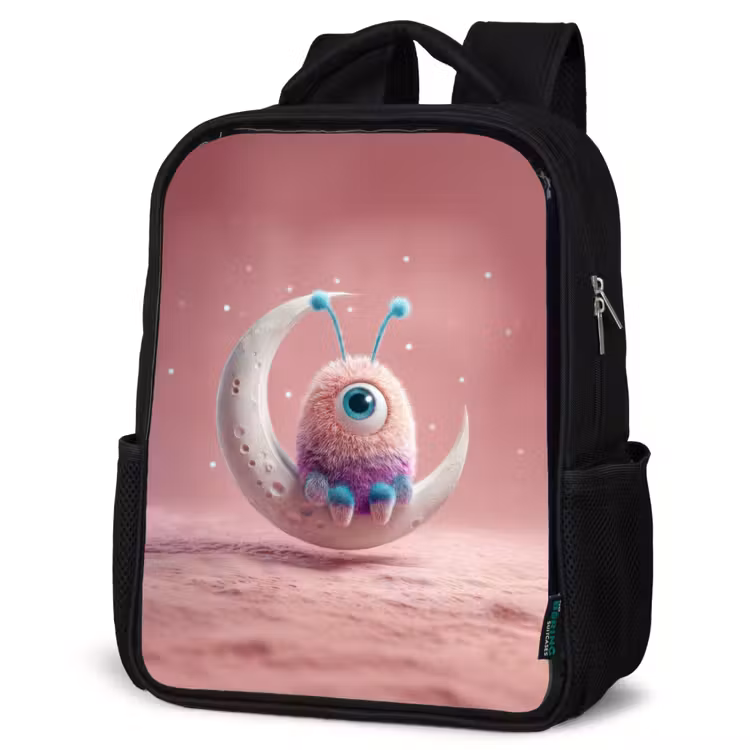 Kids backpack - Black - Moon watcher with one eye — 6
