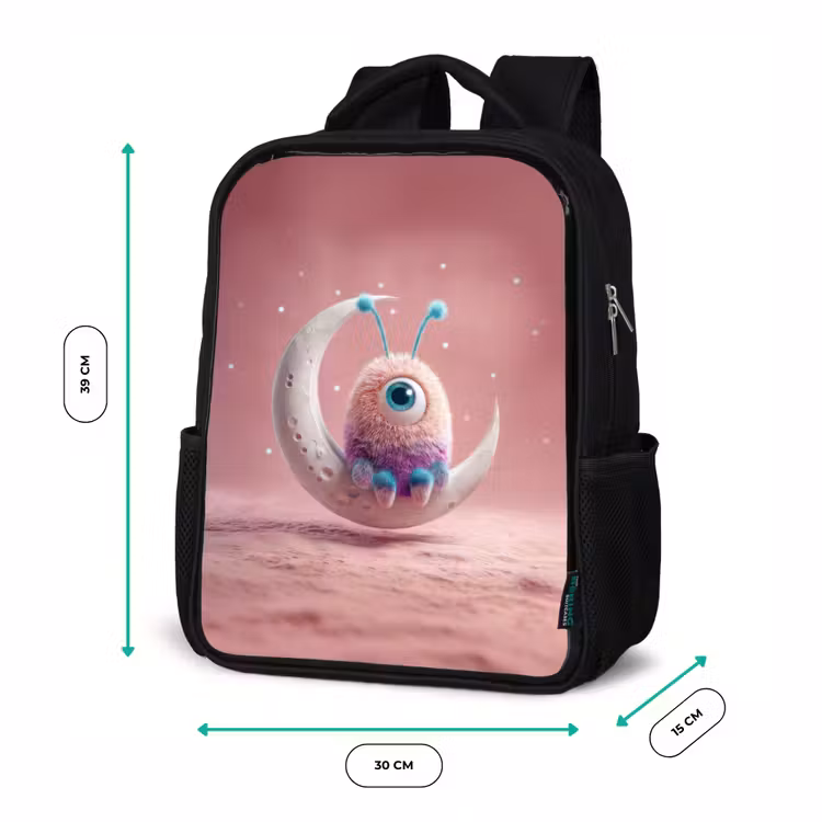 Kids backpack - Black - Moon watcher with one eye — 8