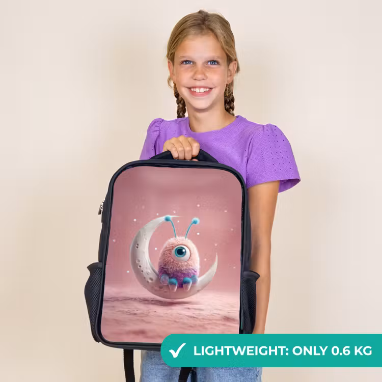 Kids backpack - Black - Moon watcher with one eye — 9