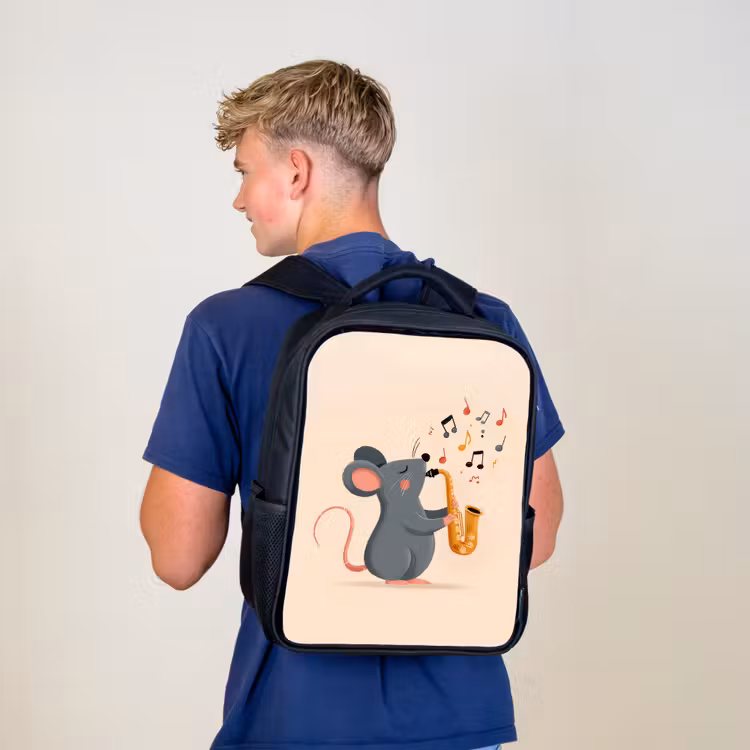 Kids backpack - Black - Mouse - Saxophone - Musical notes — 5