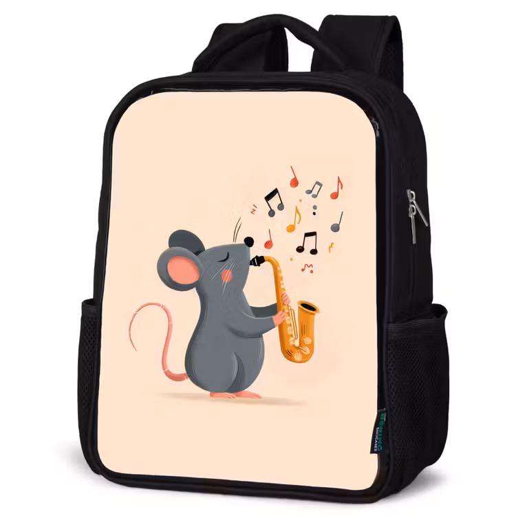 Kids backpack - Black - Mouse - Saxophone - Musical notes — 6