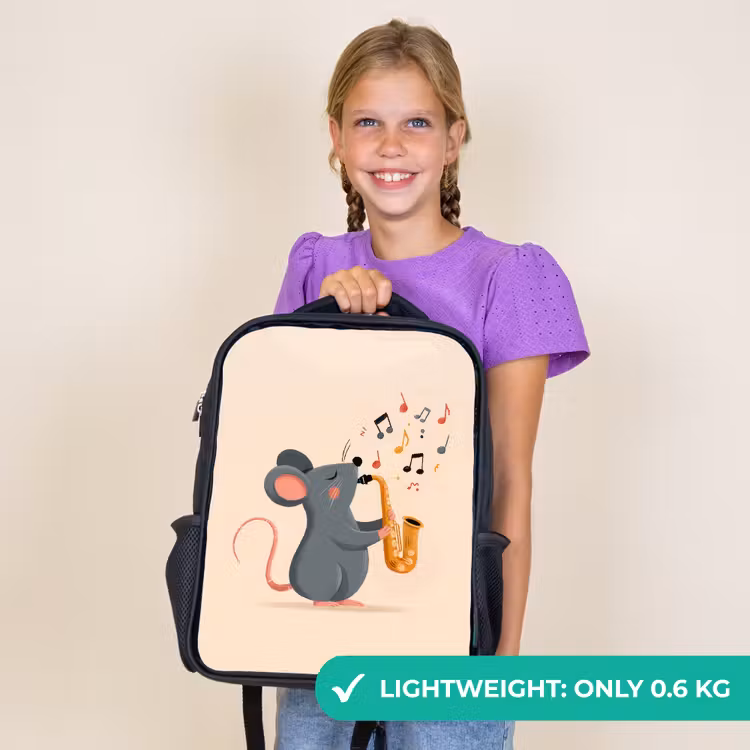 Kids backpack - Black - Mouse - Saxophone - Musical notes — 9