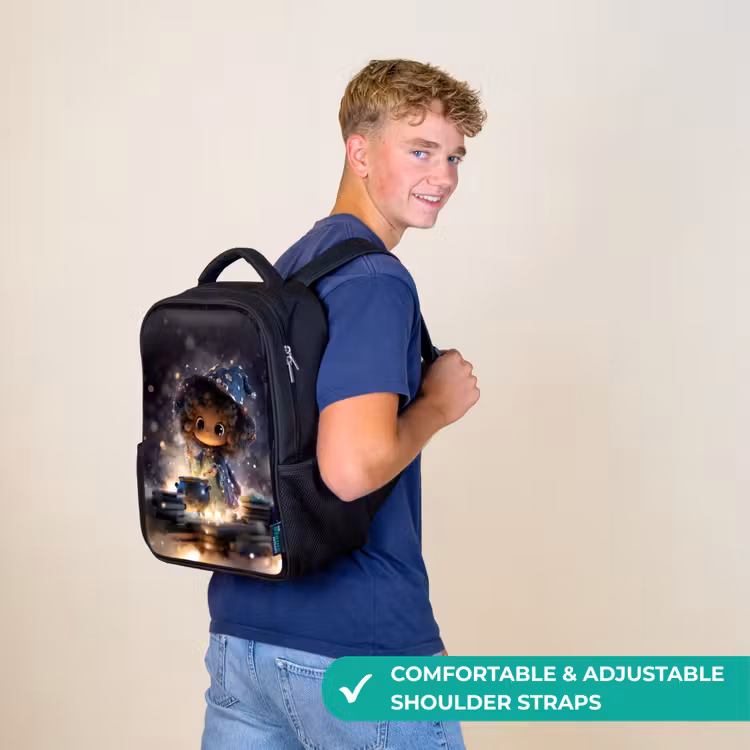 Kids backpack - Black - Night spell in haze light — 11