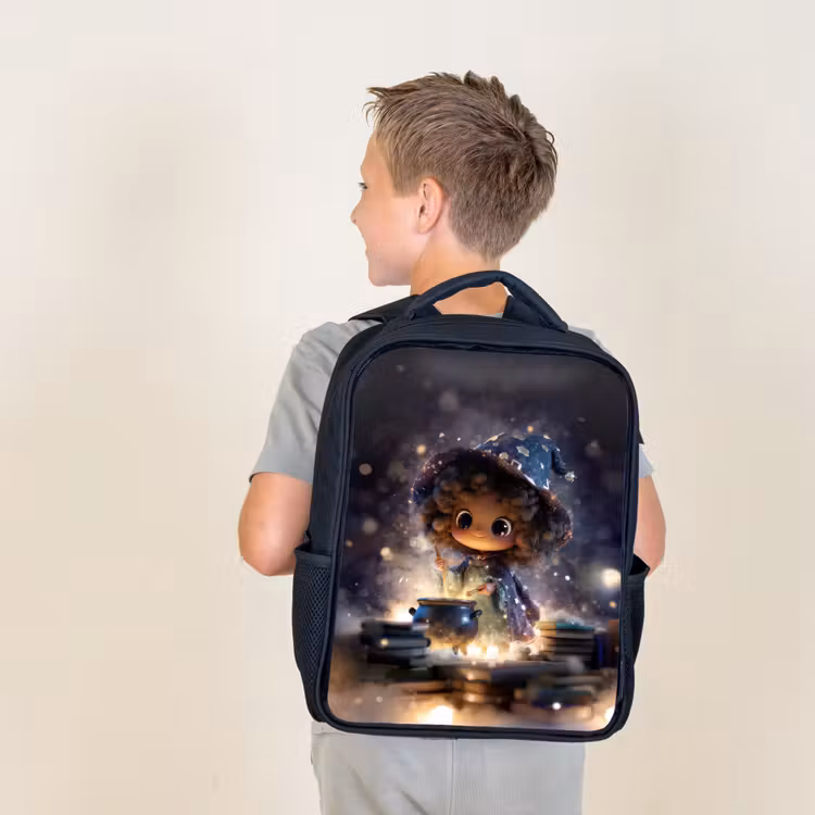Kids backpack - Black - Night spell in haze light — 2