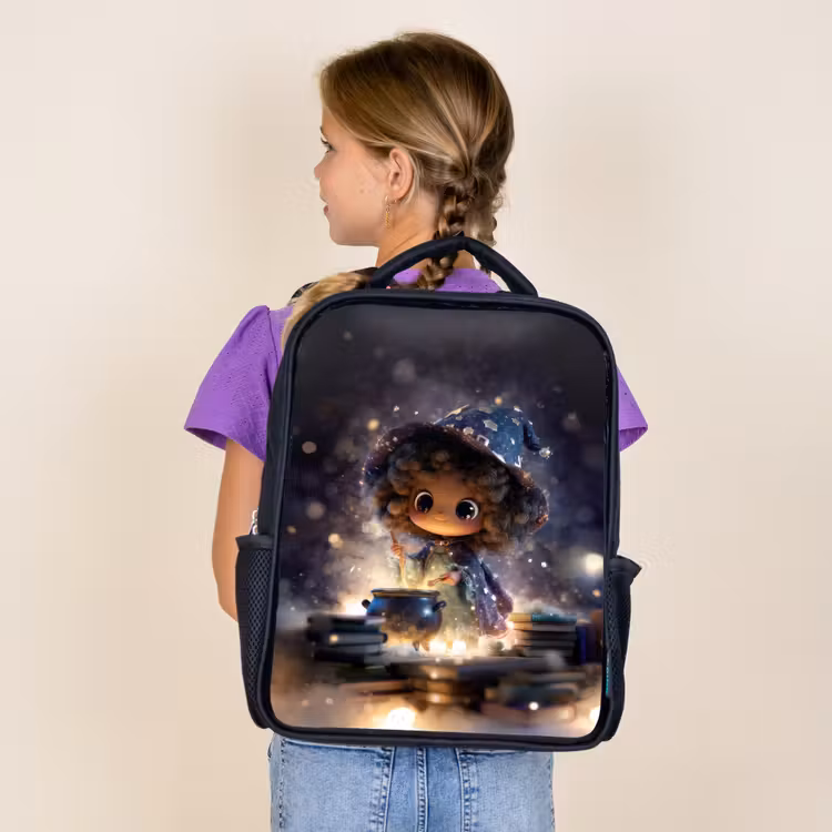 Kids backpack - Black - Night spell in haze light — 4