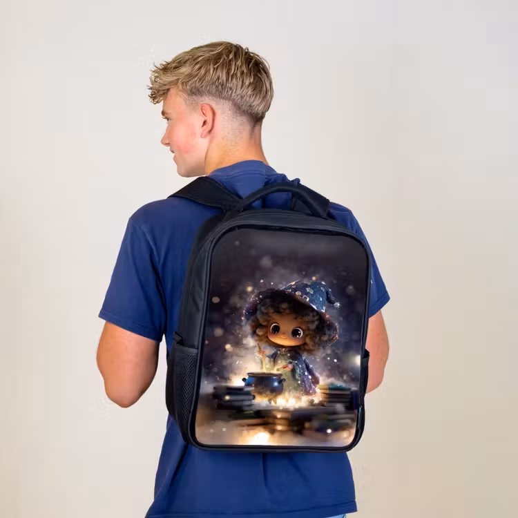 Kids backpack - Black - Night spell in haze light — 5