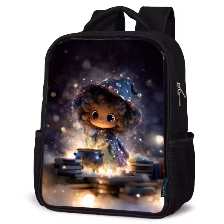 Kids backpack - Black - Night spell in haze light — 6